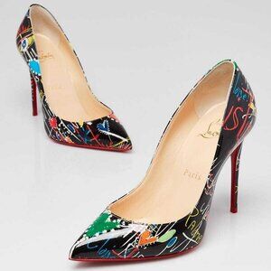Christian Louboutin Black Patent Leather Loubitag Pigalle Follies 100 Pumps